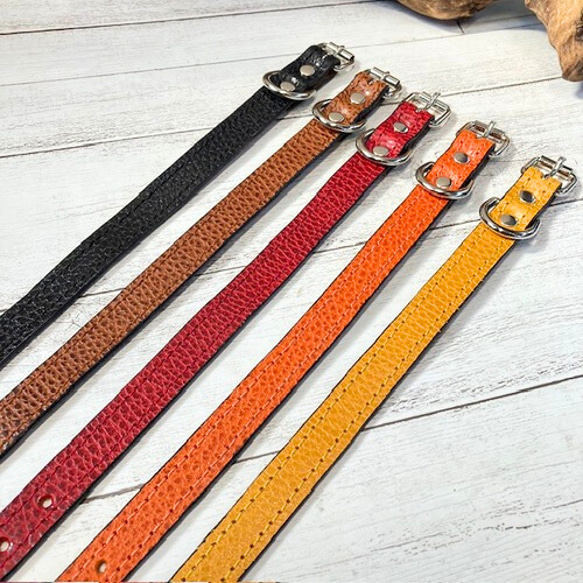 《名前入れ可能！》選べるサイズの本革犬・猫用首輪　(15㎜幅)小型/中型/大型　【ドラーロ】 5枚目の画像