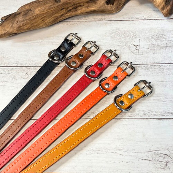 《名前入れ可能！》選べるサイズの本革犬・猫用首輪　(15㎜幅)小型/中型/大型　【ブッテーロ】 5枚目の画像