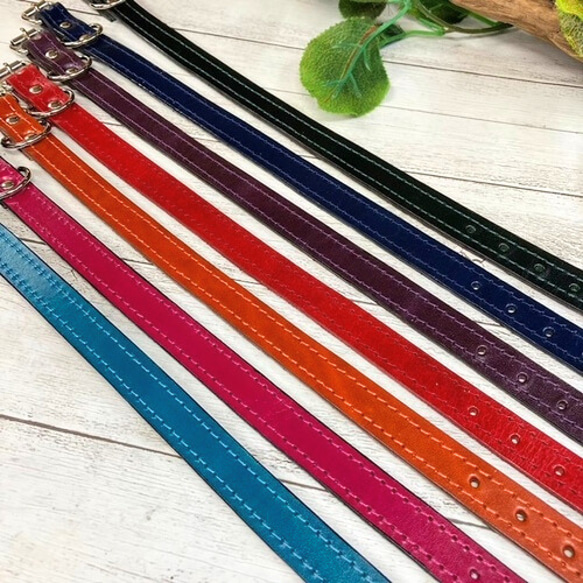 《名前入れ可能！》選べるサイズの本革犬・猫用首輪　(15㎜幅)　小型/中型/大型　【ルガトショルダー】 7枚目の画像