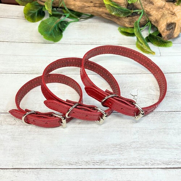 《名前入れ可能！》選べるサイズの本革犬・猫用首輪　(15㎜幅)　小型/中型/大型　【ルガトショルダー】 10枚目の画像