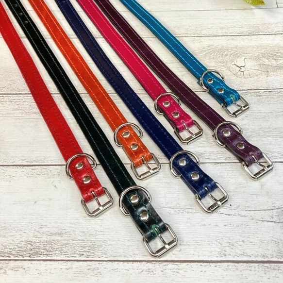 《名前入れ可能！》選べるサイズの本革犬・猫用首輪　(15㎜幅)　小型/中型/大型　【ルガトショルダー】 8枚目の画像