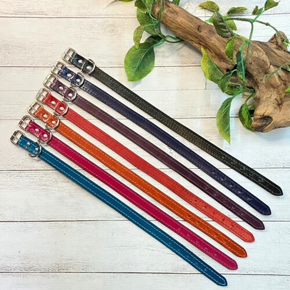 《名前入れ可能！》選べるサイズの本革犬・猫用首輪　(15㎜幅)　小型/中型/大型　【ルガトショルダー】 5枚目の画像