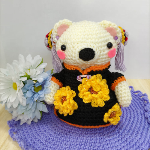 あみぐるみ】チャイナ服くまちゃん あみぐるみ 三木猫 通販