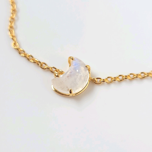 数量限定】うるうるムーンストーンの三日月ネックレス&ブレスレット