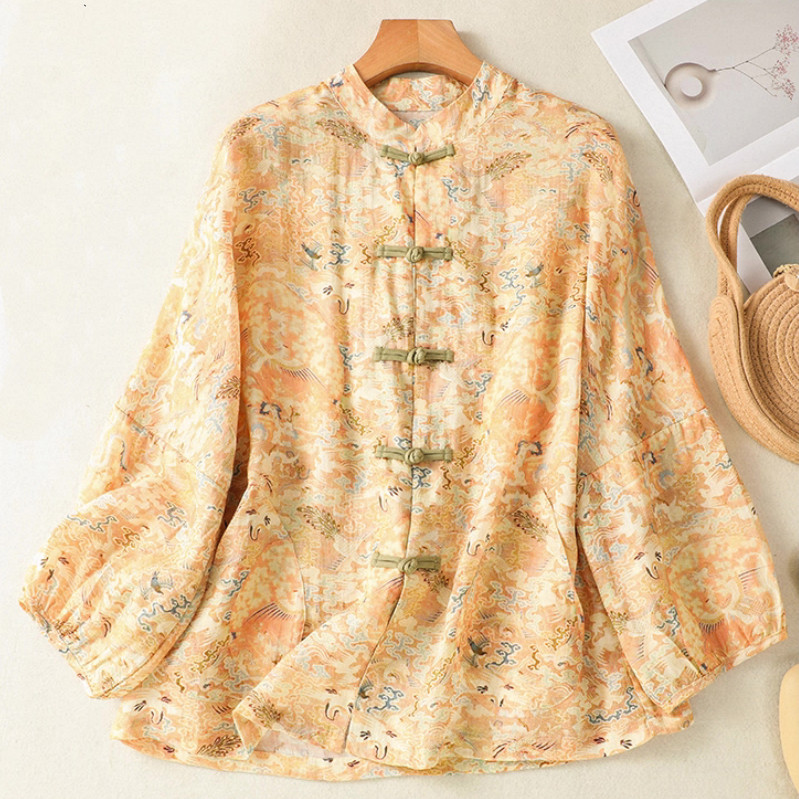 夏、綿麻シャツ、コットンリネンシャツ、シャツ、トップス、受注生産、七分袖