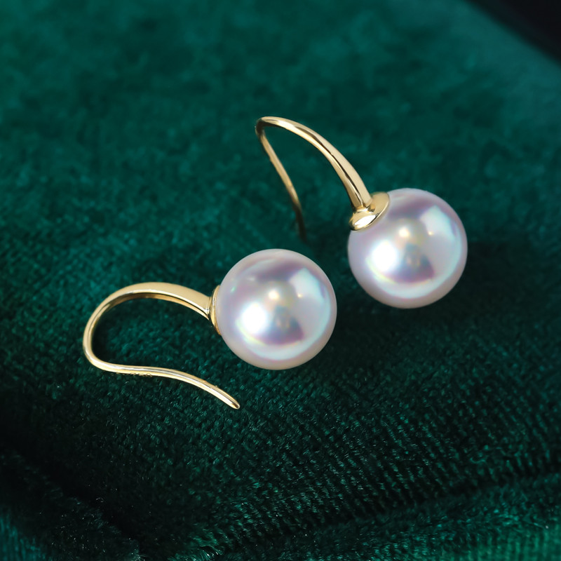 【La Corser】日本産天然海水アコヤ真珠 6.5-10mm フックピアス 18金 女神級の輝き 通勤通学 上品な真珠