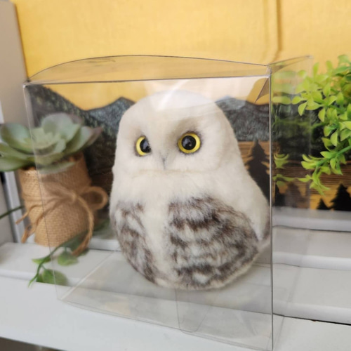 羊毛フェルト製フクロウの置物　シロフクロウ　18㎝ ハンドメイド 羊毛フェルト製置物 シロフクロウ - メルカリ