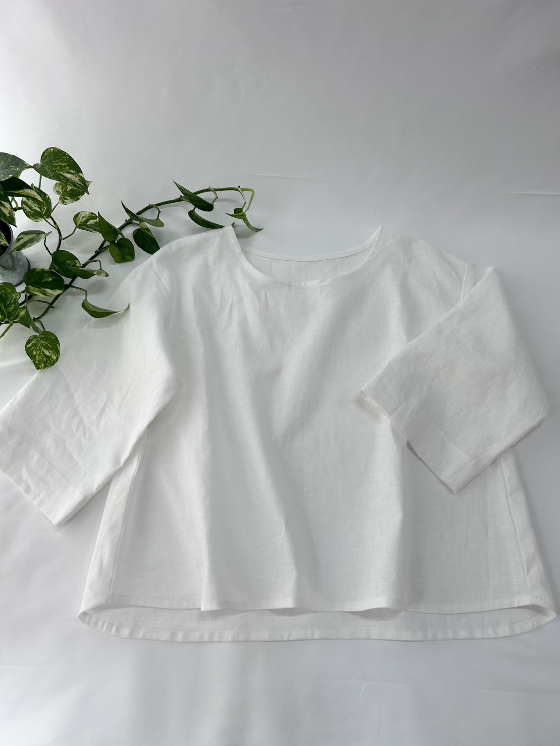 ゆったりシルエット　リネン&コットン　ブラウス　3色