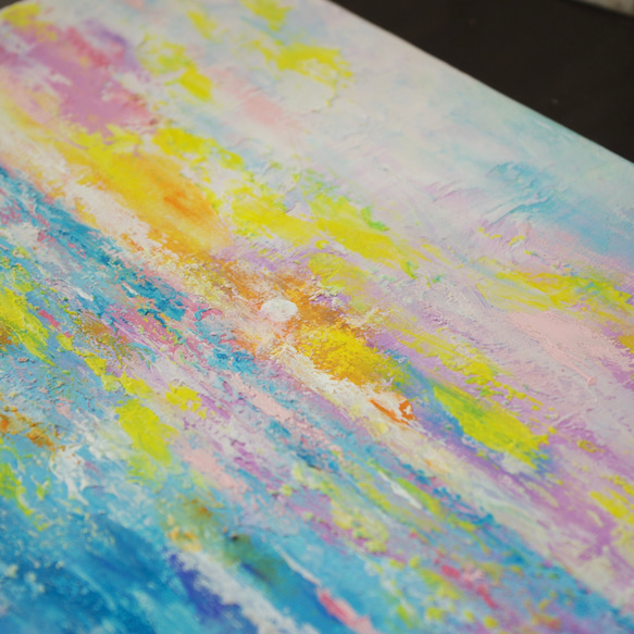 【原画】南の島の夕暮れ  キャンバス　約333×242×20mm（F4サイズ）送料無料　海　空　夕陽 11枚目の画像