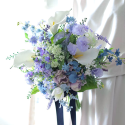 アムール.ブルー 紫陽花ブーケ ウェディングブーケ ブートニアセット