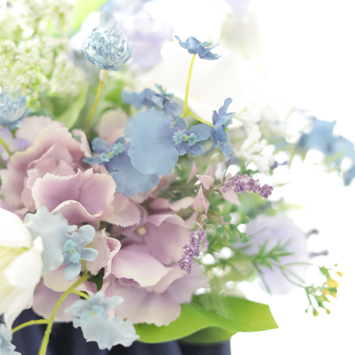 アムール.ブルー 紫陽花ブーケ ウェディングブーケ ブートニアセット
