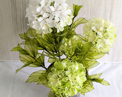 白く涼しい】◇アナベルの鉢植え◇アメリカンフラワー・ディップアート