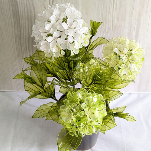 白く涼しい】◇アナベルの鉢植え◇アメリカンフラワー・ディップアート