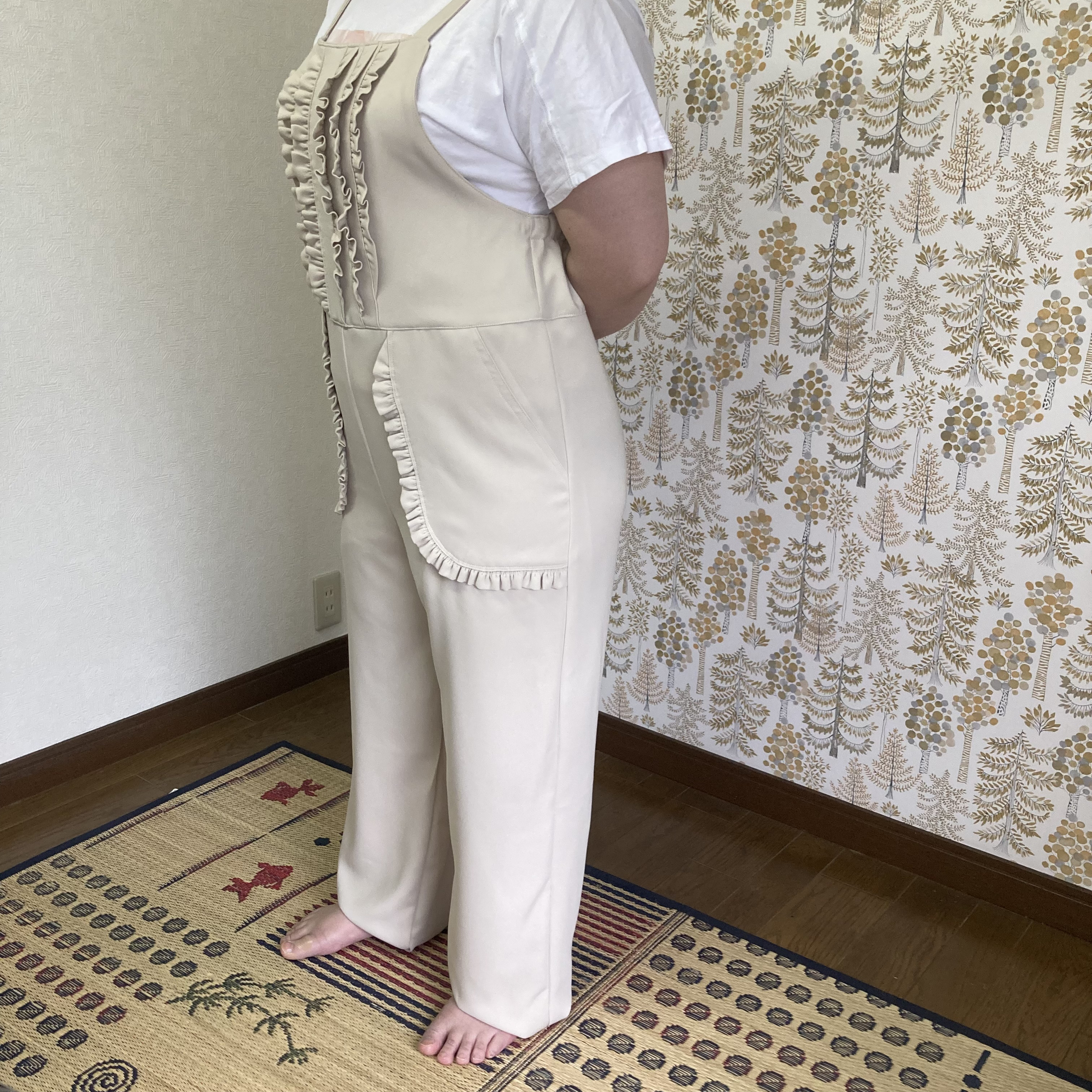 《フリルが可愛い！！》ぽっちゃりさん♡大人可愛さを叶える着やすいサロペット♪｜詳細画像