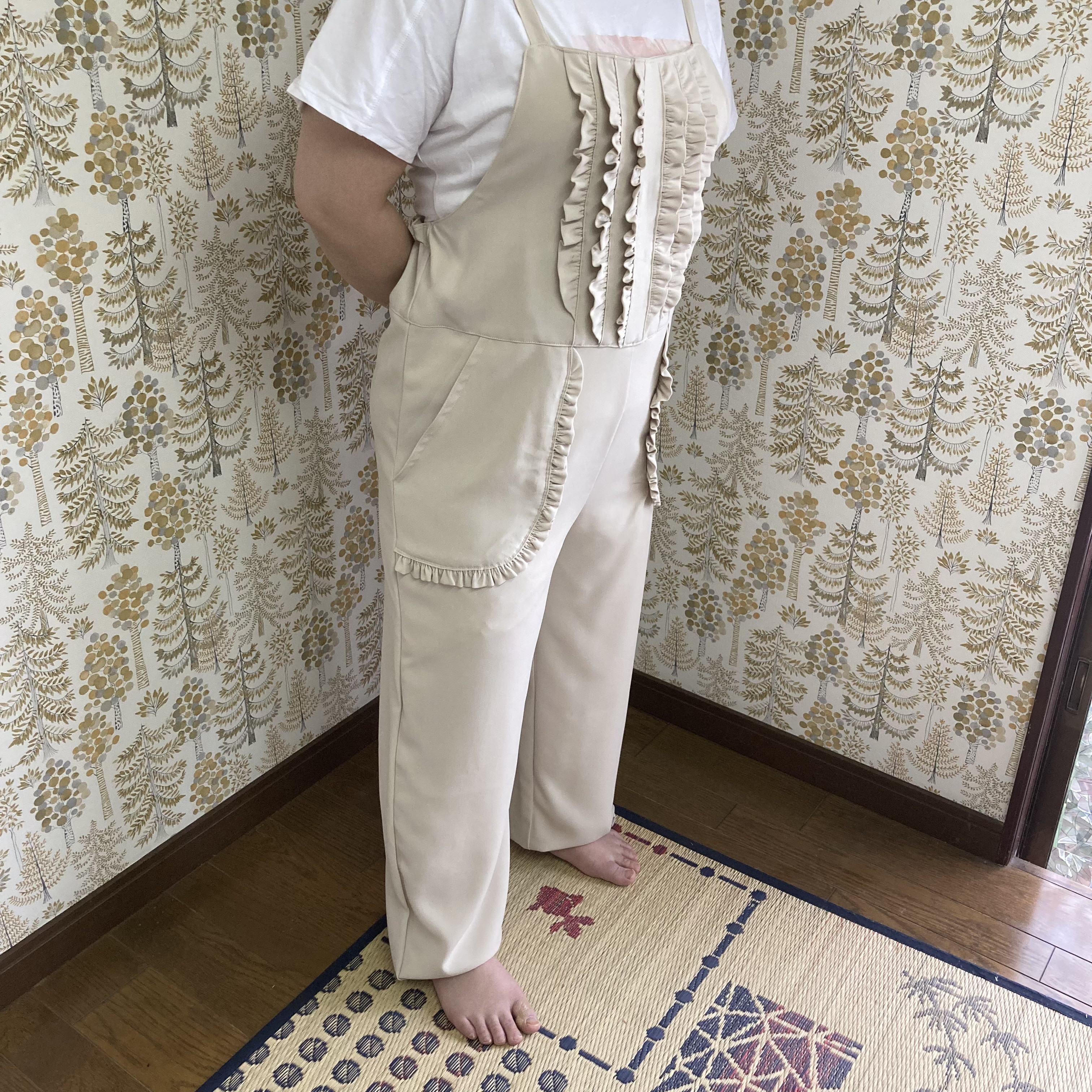 《フリルが可愛い！！》ぽっちゃりさん♡大人可愛さを叶える着やすいサロペット♪｜詳細画像