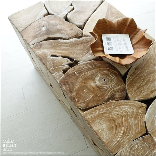 チーク無垢材 ブロックベンチNW/A08 椅子 長椅子 花台 シャビー チェア