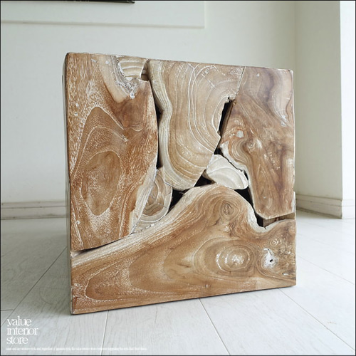 チーク無垢材 ブロックベンチNW/A08 椅子 長椅子 花台 シャビー チェア