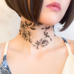 選ばなかった私たちへ：薔薇模様の黒タトゥーレースのチョーカー　SV666 10枚目の画像