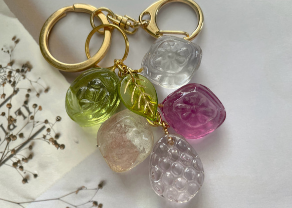 ドロップキーホルダー　紫陽花色 2枚目の画像