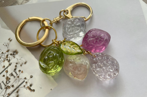 ドロップキーホルダー　紫陽花色 3枚目の画像