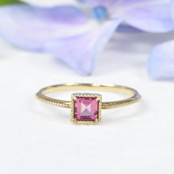 ち*ん様 ピンクトルマリン　シンプルリング ピンクトルマリン2.88ct リング指輪 しずく型 Pt900/K18コンビ