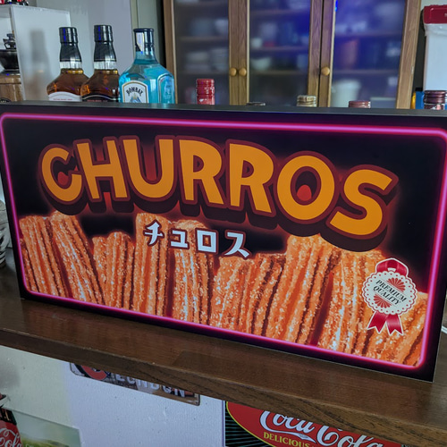 【Lサイズ】チュロス お菓子 洋菓子 カフェ 看板 置物 雑貨 ライトBOX Lサイズ】チュロス お菓子 洋菓子 スペイン 揚げ菓子 カフェ 店舗