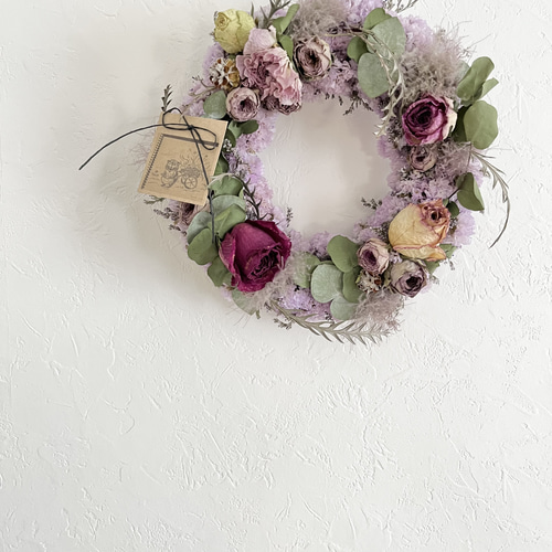 ユーカリとスターチスのリース ナチュラルピンク ユーカリとスターチスのリース ナチュラルピンク