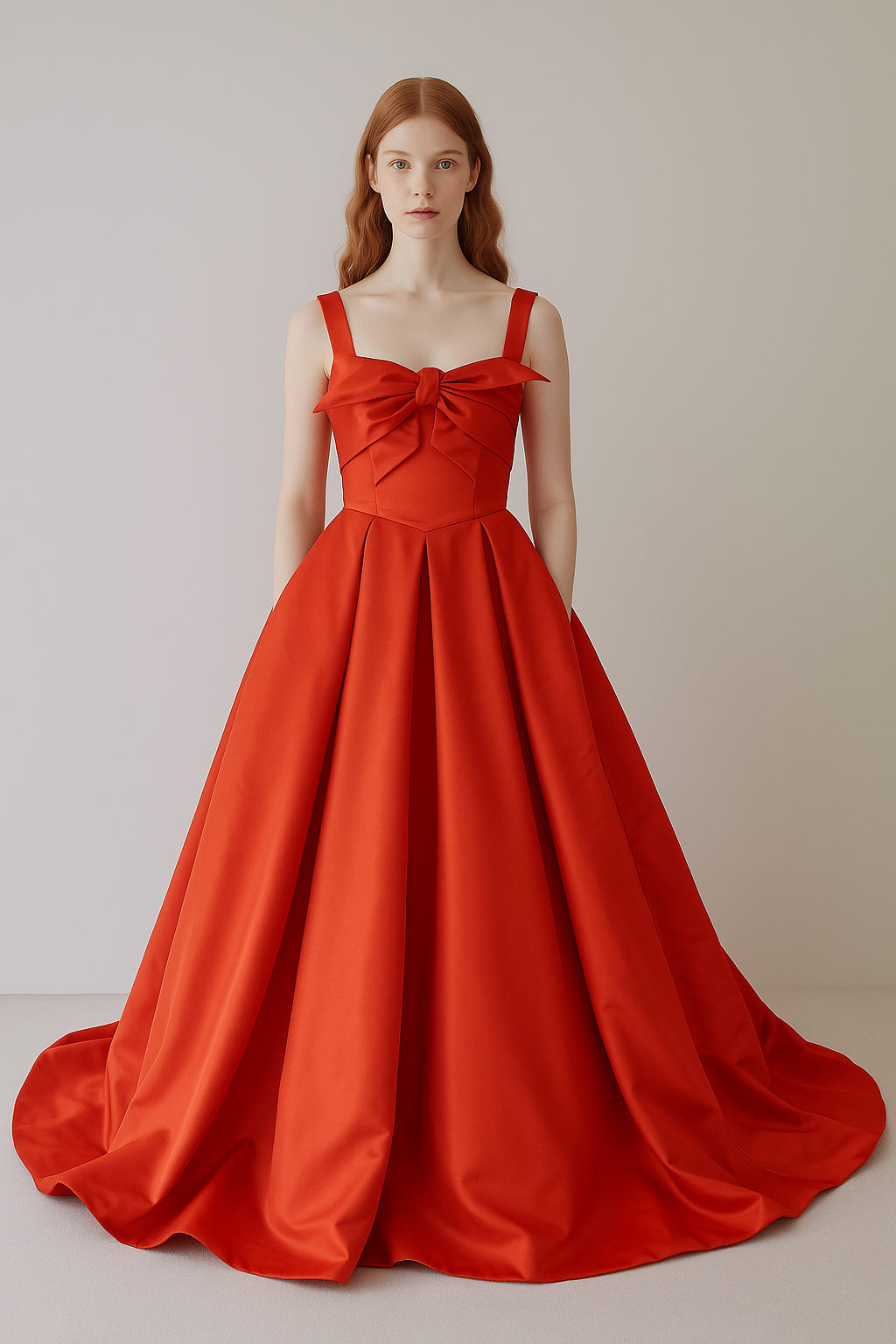 送料無料！パーティードレス テラコッタ色 スクエアネック ファスナー ファスナー  派手な 花嫁 目立つ