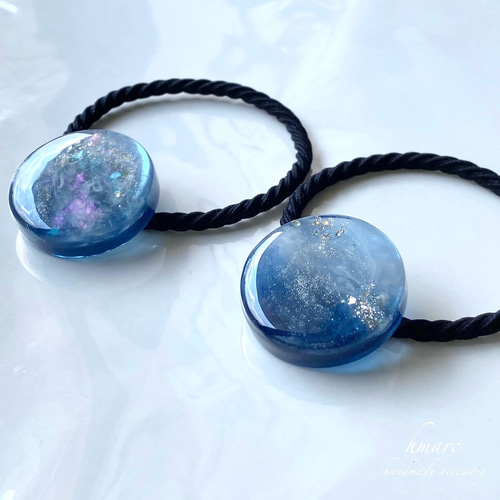 新作☆レジンヘアゴム 月夜の髪飾り 夜空の星 レジン 夜空 の人気通販