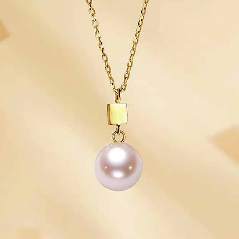 【ラコルセ】ローズデザイン7.5-9mmアコヤ天然海水真珠ペンダントトップ18Kゴールド女神級鎖骨ネックレスエレガントデザイン