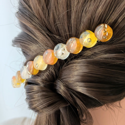 色彩漂う繊維アート・鈴丸レジンビーズのヘアゴム ヘアゴム Meko-let