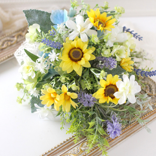 ひまわりのスワッグ アーティフィシャルフラワー 造花 ギフト