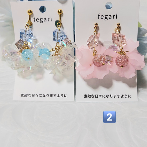 天然石と花びらとクリアビーズのピアス2️⃣ イヤリング