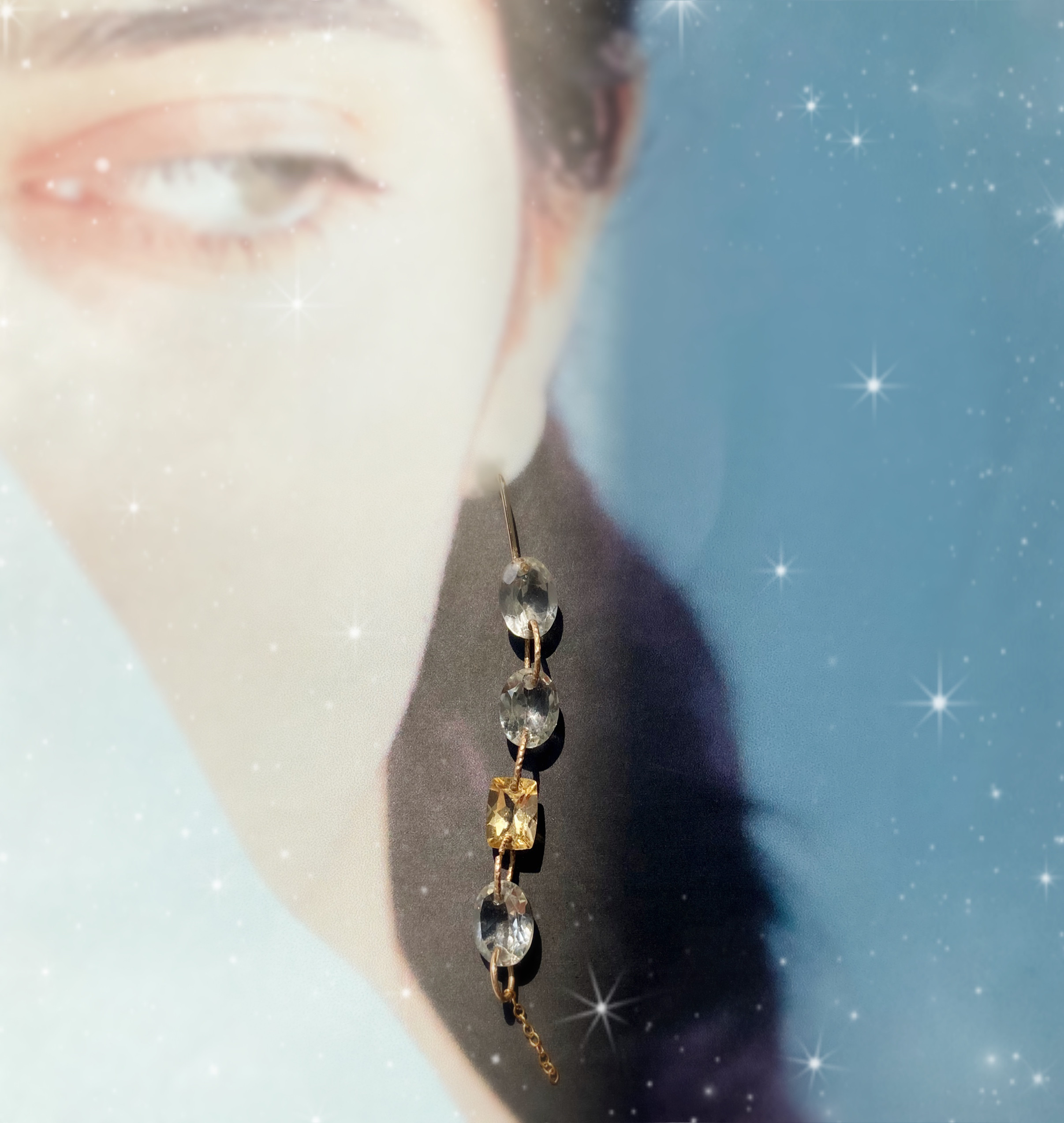 Prana gem drops✴︎滴る宝石のしずく✴︎シトリン✴︎グリーンアメジスト✴︎k14gf