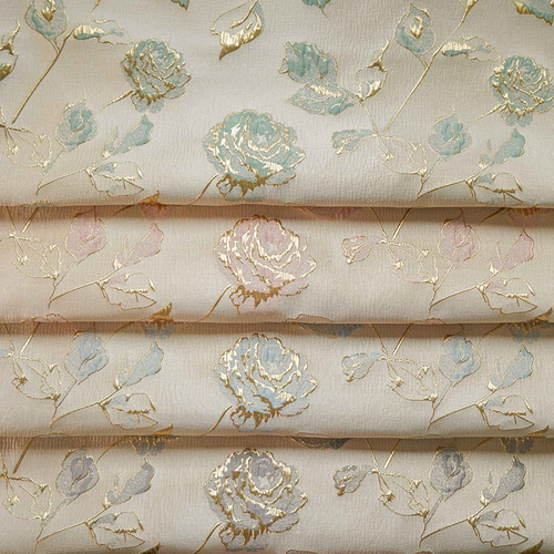 長さ1m ジャガード生地 5色 バラ柄 薔薇 浮彫 綺麗 布 きじ 色織 手芸