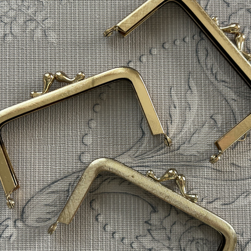 フランスアンティーク　がま口　ケース 花柄 がま口ペンケース（白×黒花 ）＊フランス生地 がま口