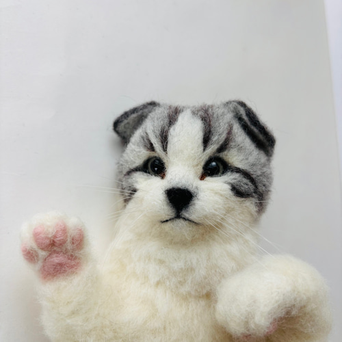 羊毛フェルト ヘソ天 猫 サバ白 羊毛フェルト にじいろ 羊毛フェルト