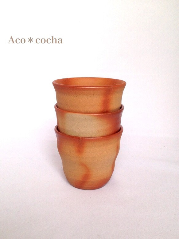 【Sさま専用ページ】備前フリーカップ〜なみなみ〜（緋だすき） 5枚目の画像