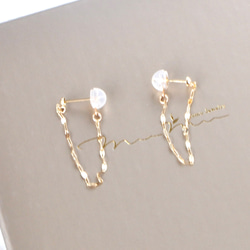 k18キラキラペタルチェーンフープピアス k18ピアス 18金ピアス 気分が