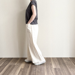 [新素材] 丈調整　コットンシルクアウトポケットワイドパンツ　S・ML・2L・3L(キナリ) 2枚目の画像