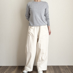 [新素材] 丈調整　コットンシルクアウトポケットワイドパンツ　S・ML・2L・3L(キナリ) 6枚目の画像