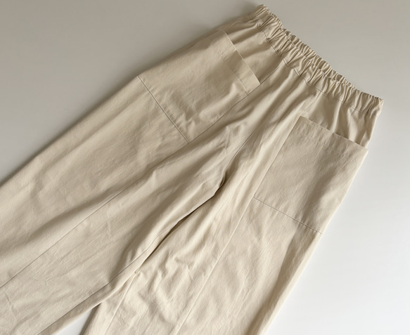 [新素材] 丈調整　コットンシルクアウトポケットワイドパンツ　S・ML・2L・3L(キナリ) 7枚目の画像