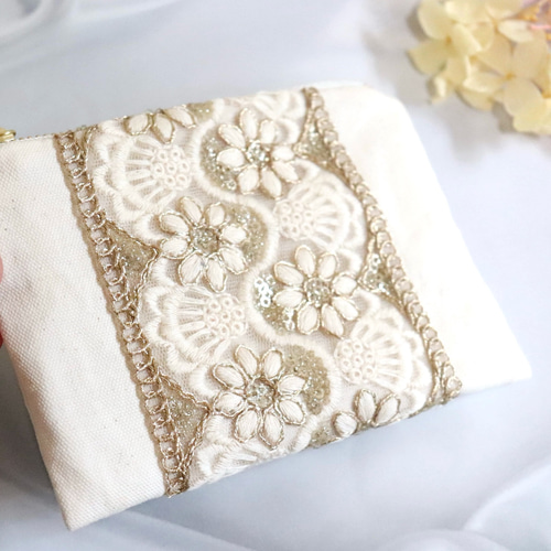 インド刺繍リボン　フラットポーチ　専用ページ インド刺繍リボンのフラットポーチ(S) | Coral days