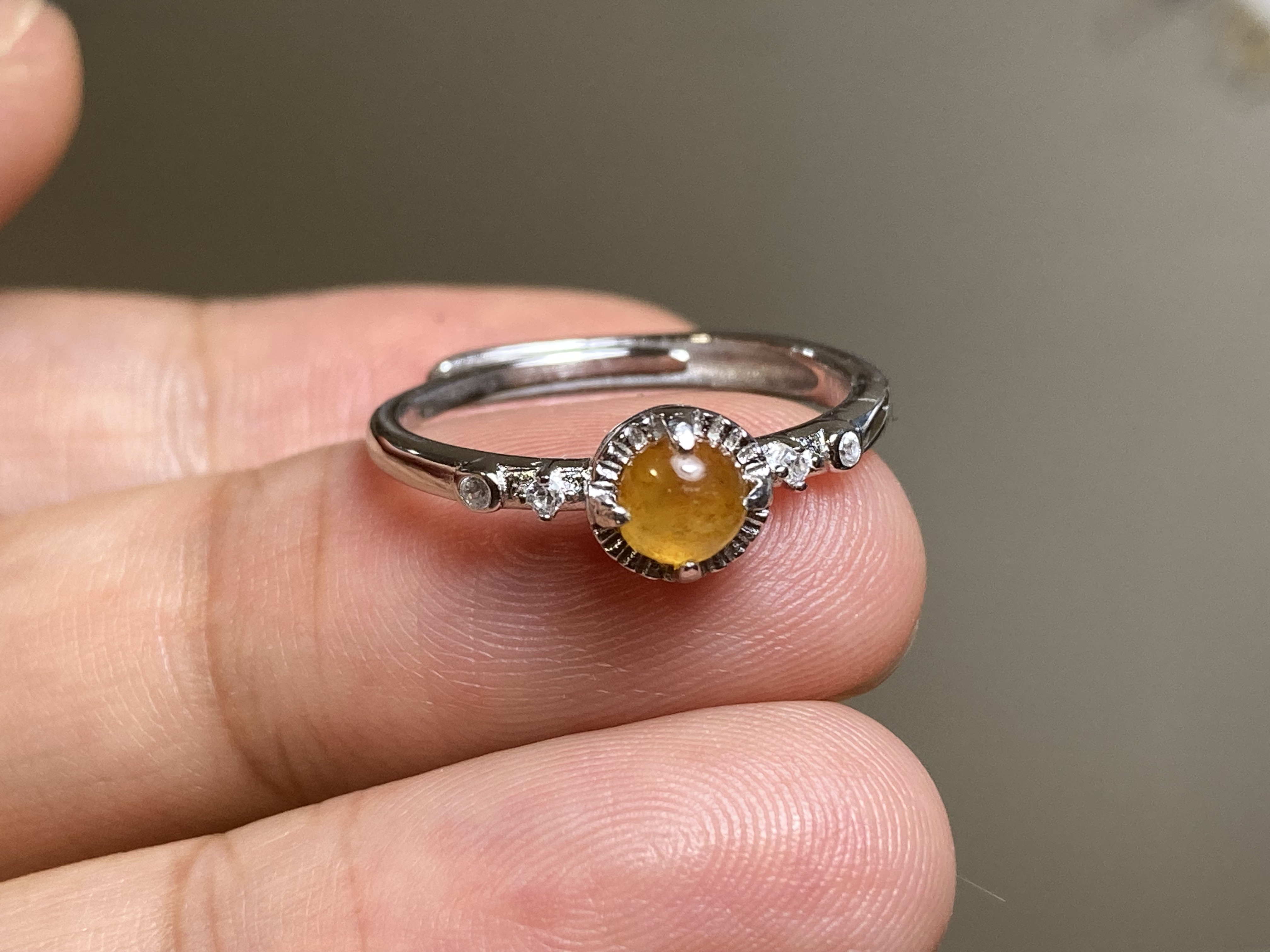 RG10-57 シルバー 氷種 赤オレンジ ミャンマー産 本翡翠 ヒスイ 指輪 フリーサイズ 金属アレルギー対応