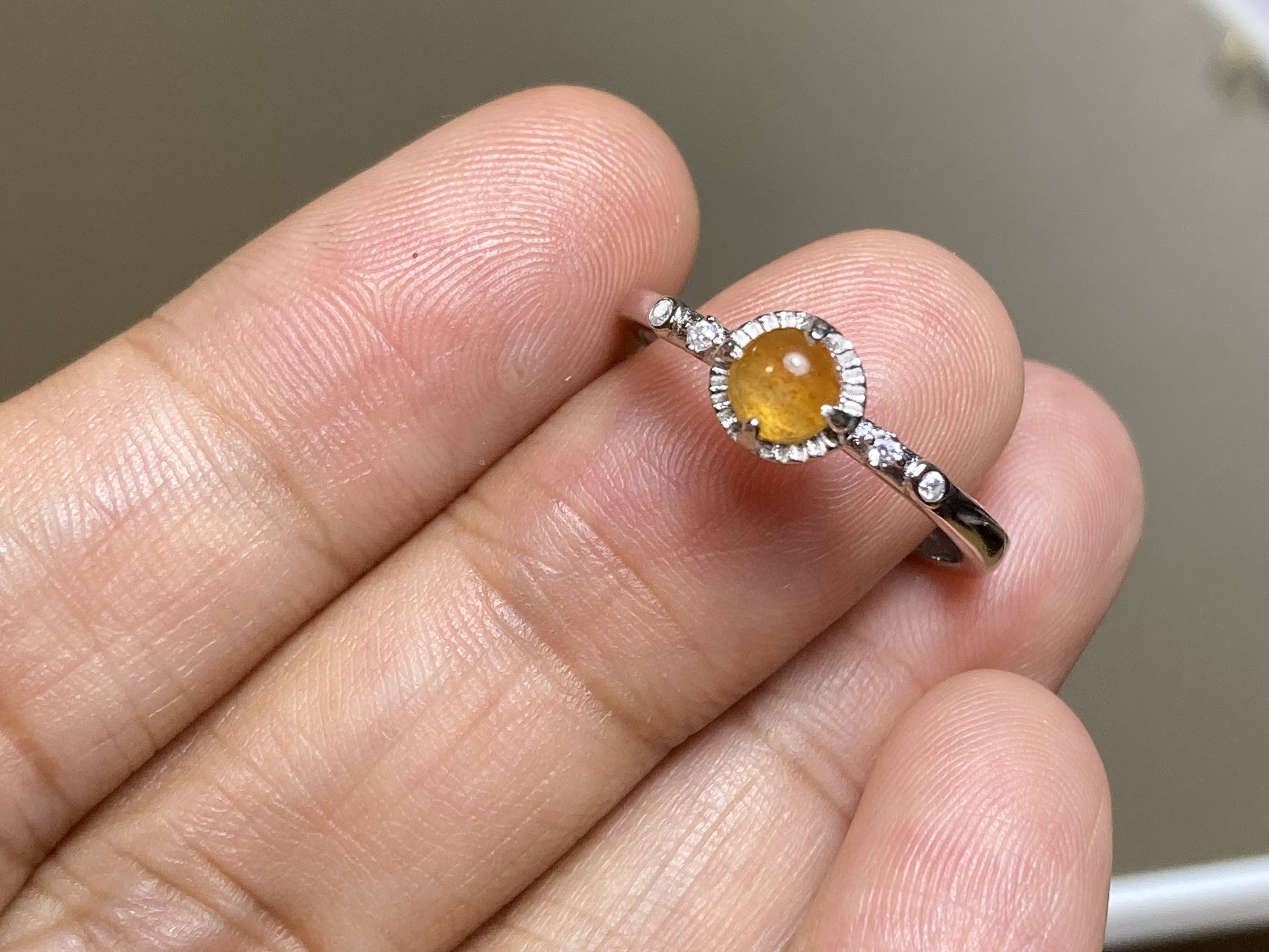 RG10-57 シルバー 氷種 赤オレンジ ミャンマー産 本翡翠 ヒスイ 指輪 フリーサイズ 金属アレルギー対応