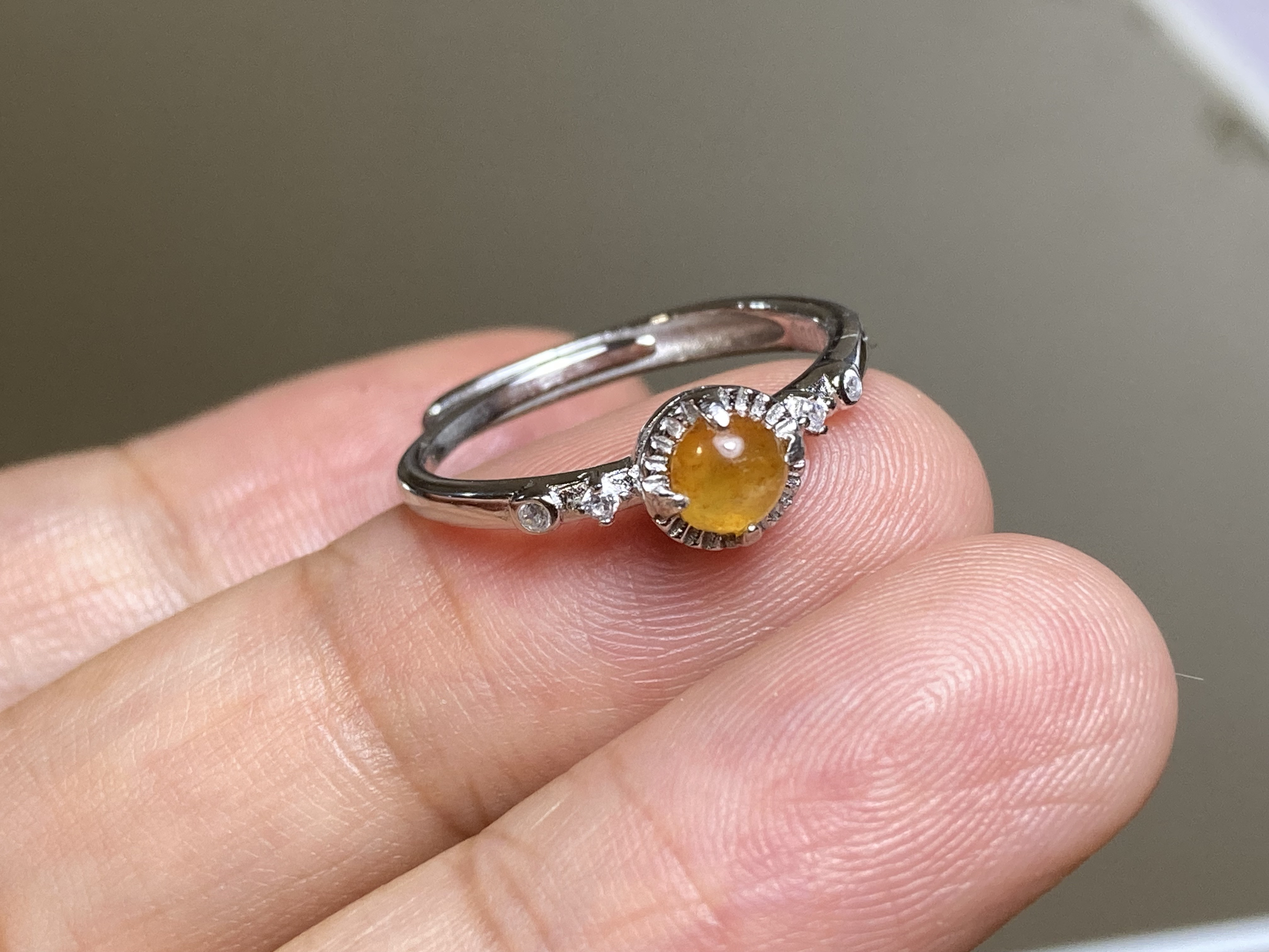 RG10-57 シルバー 氷種 赤オレンジ ミャンマー産 本翡翠 ヒスイ 指輪 フリーサイズ 金属アレルギー対応