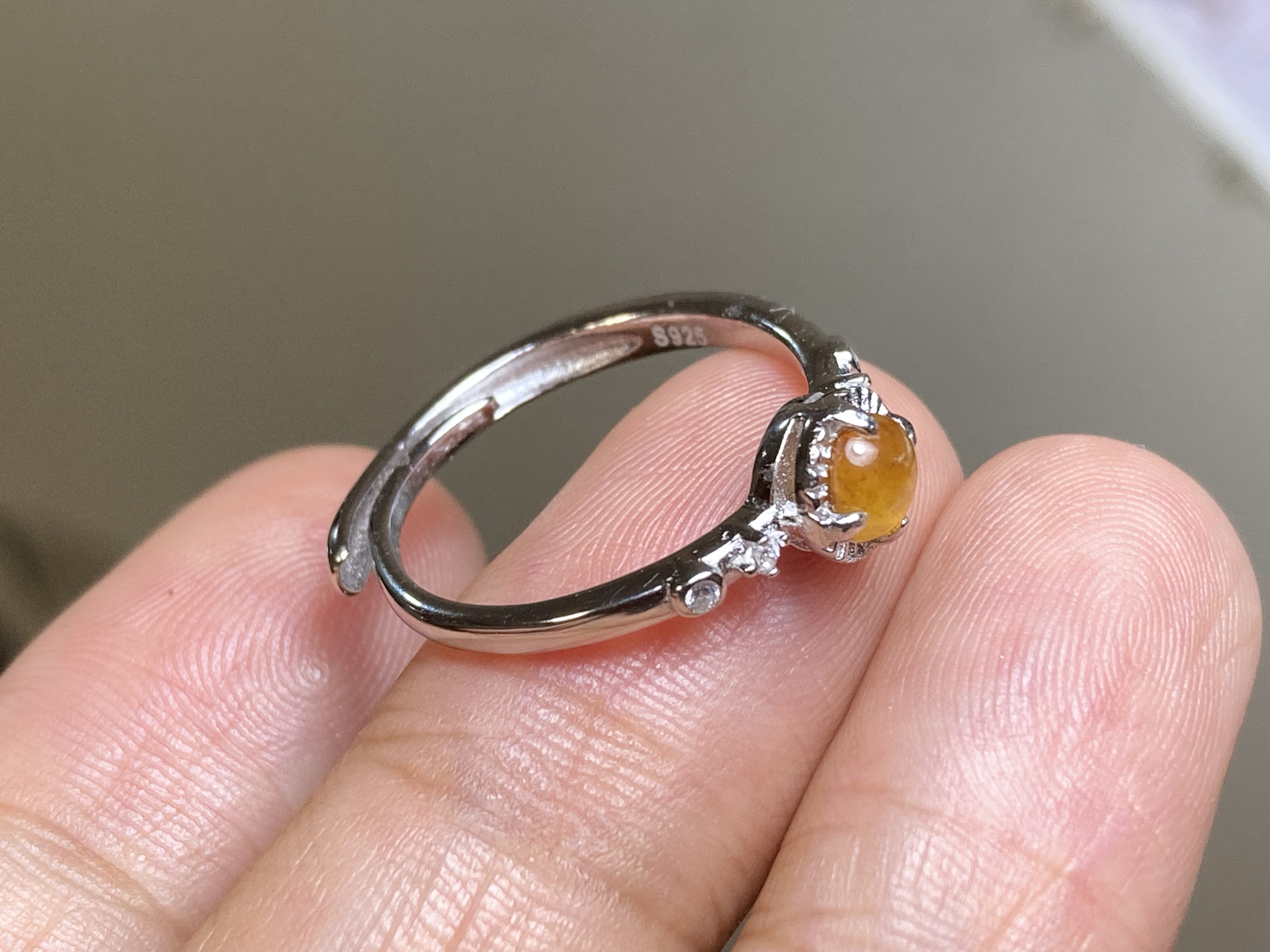 RG10-57 シルバー 氷種 赤オレンジ ミャンマー産 本翡翠 ヒスイ 指輪 フリーサイズ 金属アレルギー対応