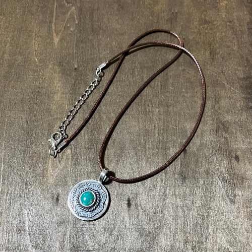 キングマン ターコイズ ヴィンテージコイン シルバー ネックレス