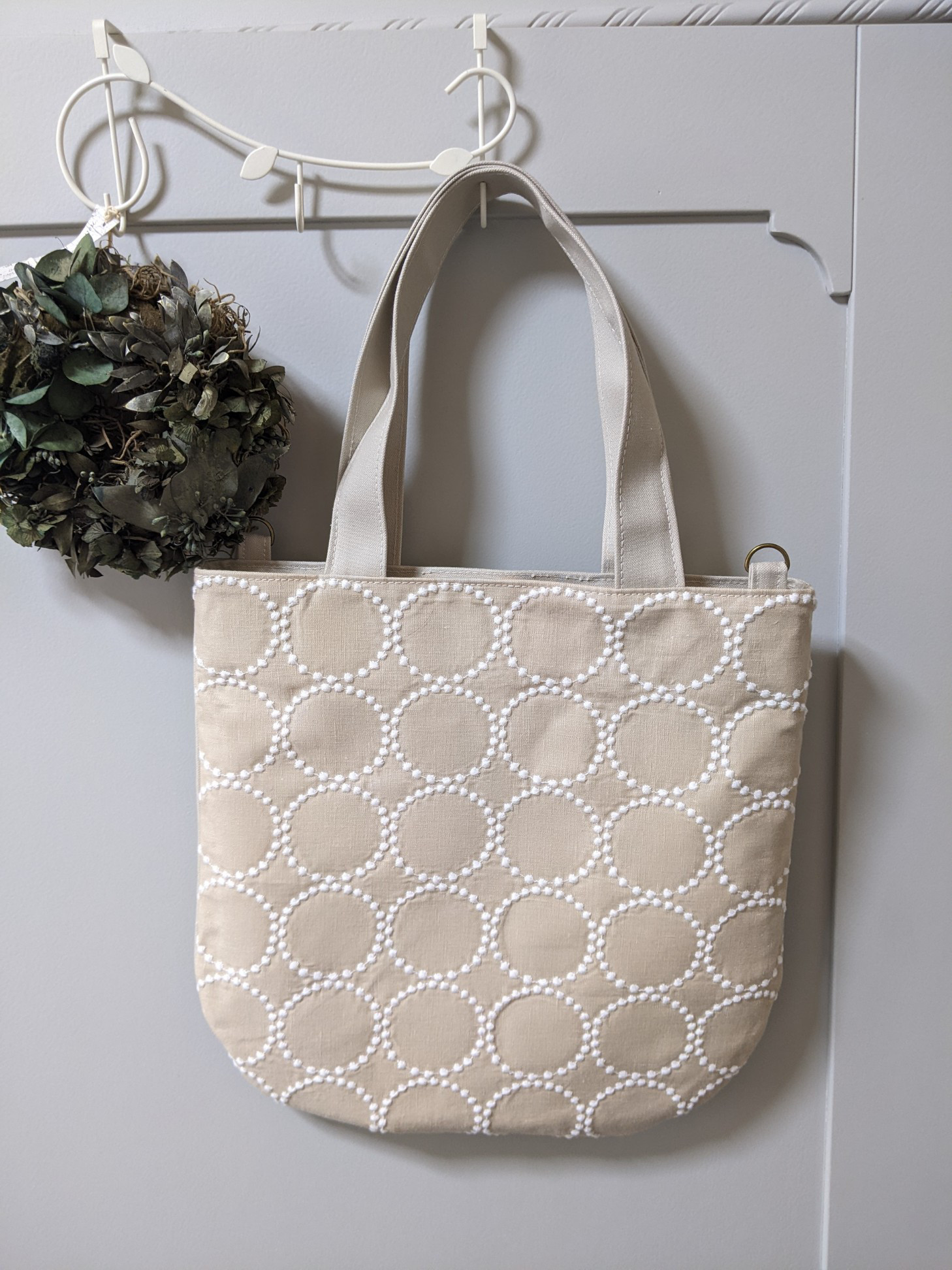 春色ミナペルホネン【tambourine6】オーバル・タンバリンキナリトートbag【受注製作】