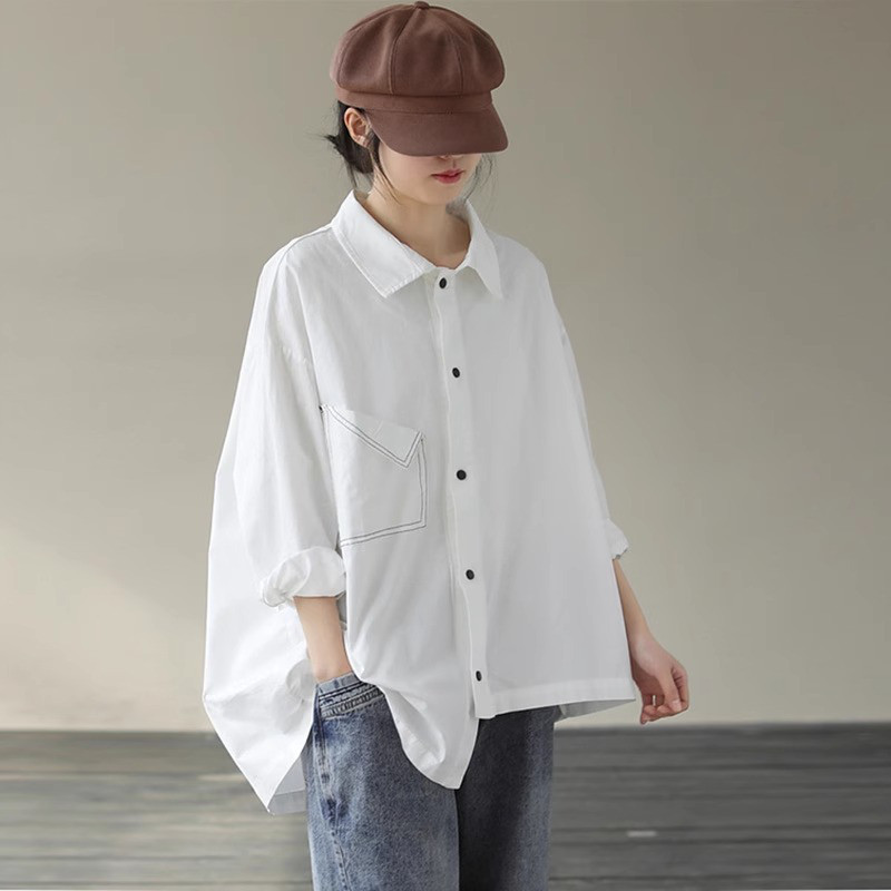 レディース綿麻シャツジャケット 長袖 ゆったり カジュアルトップス 5,113円